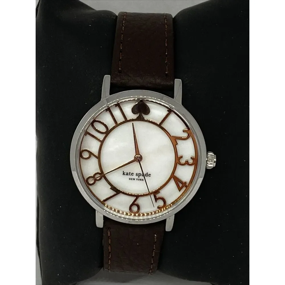 Kate Spade New York 0782 Women Brown Leather White Analog Dial Wrist Watch XX611